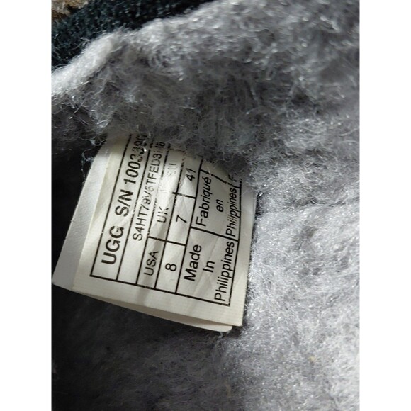 UGG Women's Slipper Moccasin Style Black Suede Sz 8 Indoor Outdoor Rubber Soles - Picture 8 of 13